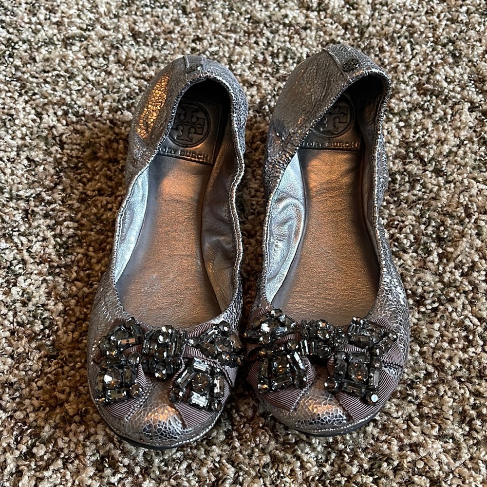 Tory Burch Eddie Azalea Beaded Bow Flats